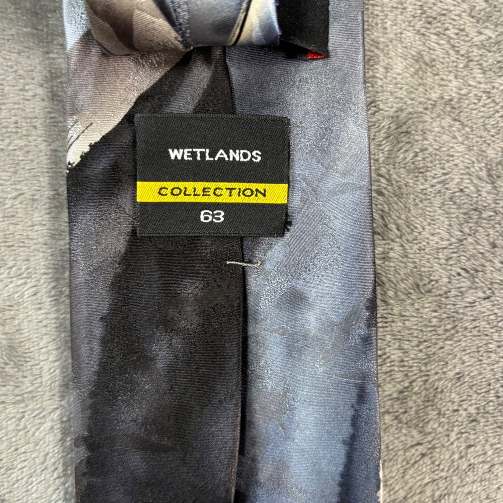 Jerry Garcia Wetlands Collection 63 Silk Necktie Abstract Blue Black Grey Tie - Picture 6 of 8